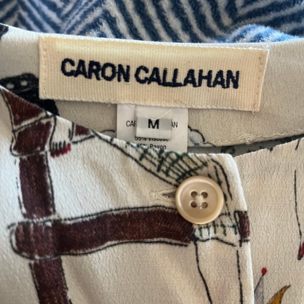 Caron Callahan Rosie cream doodle print dress Size Medium - Picture 5 of 5